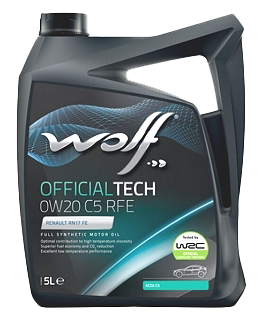 Моторное масло Wolf OfficialTech 0W20 C5 RFE, 5л